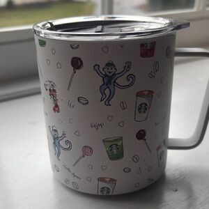 Roller Rabbitt x Starbucks White Mug with monkey design.